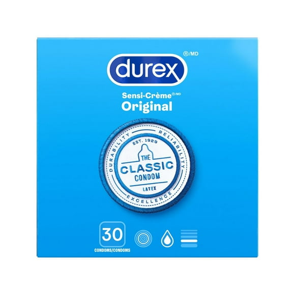 Durex® Sensi-Crème Original Latex Condoms, Easy-On Fit, 56mm, 30 Count
