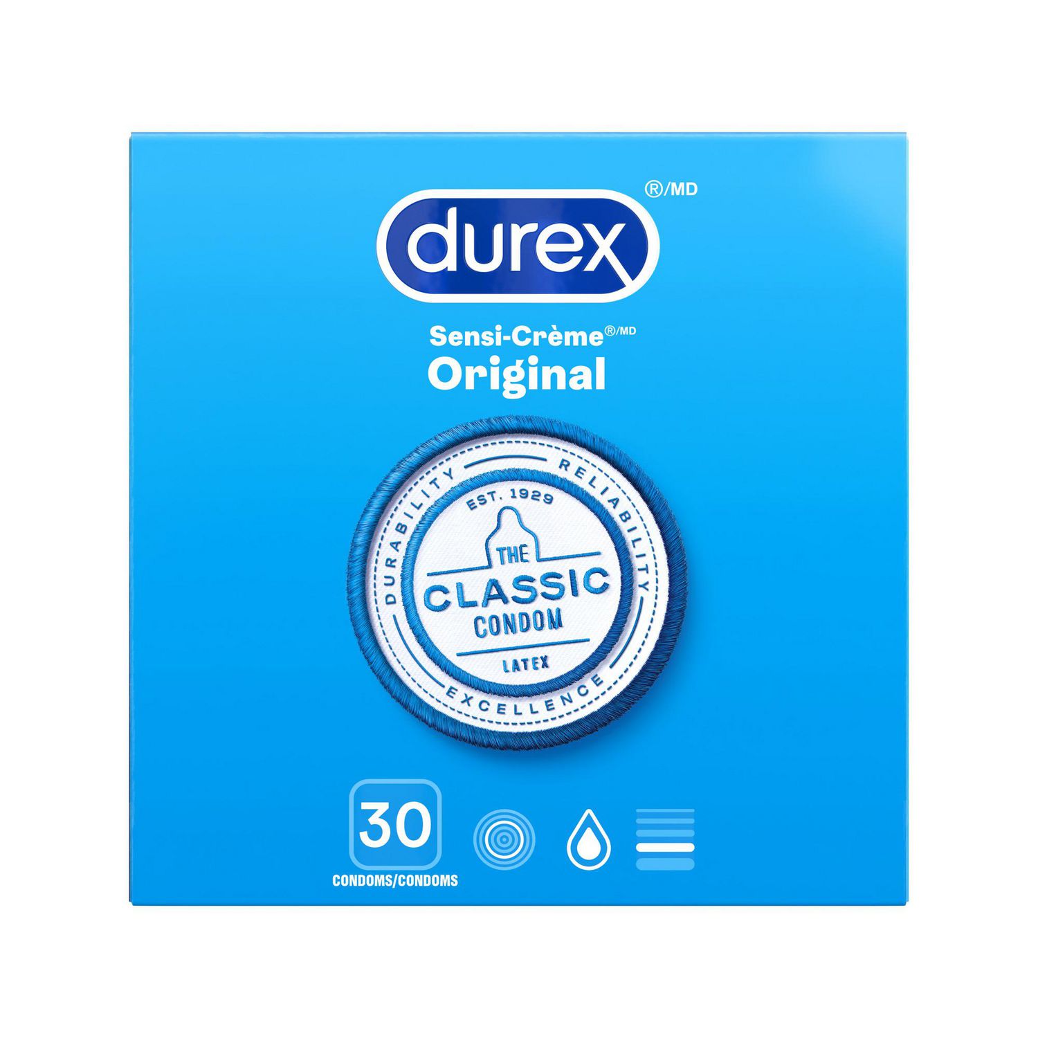Condoms classiques pré-lubrifiés DurexMD Sensi-Crème Original |30 condoms
