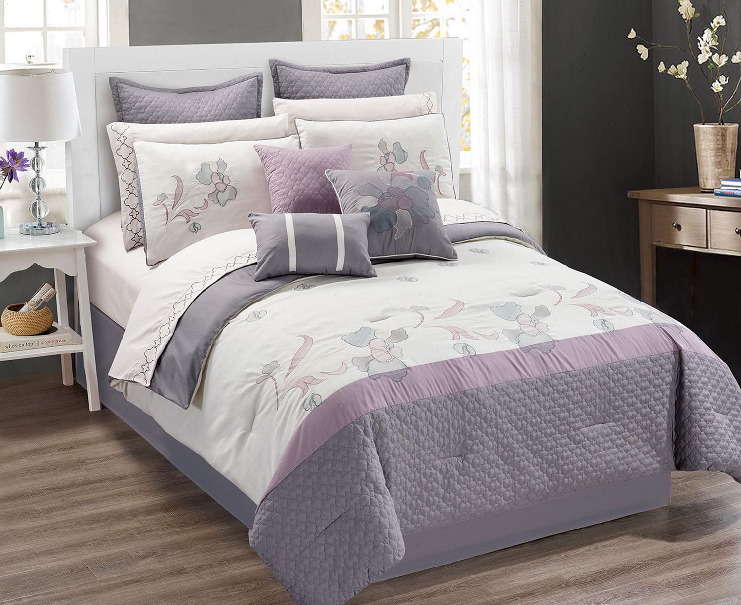 Safdie & Co. Home Deluxe Collection Lilac 100 Polyester Comforter Set