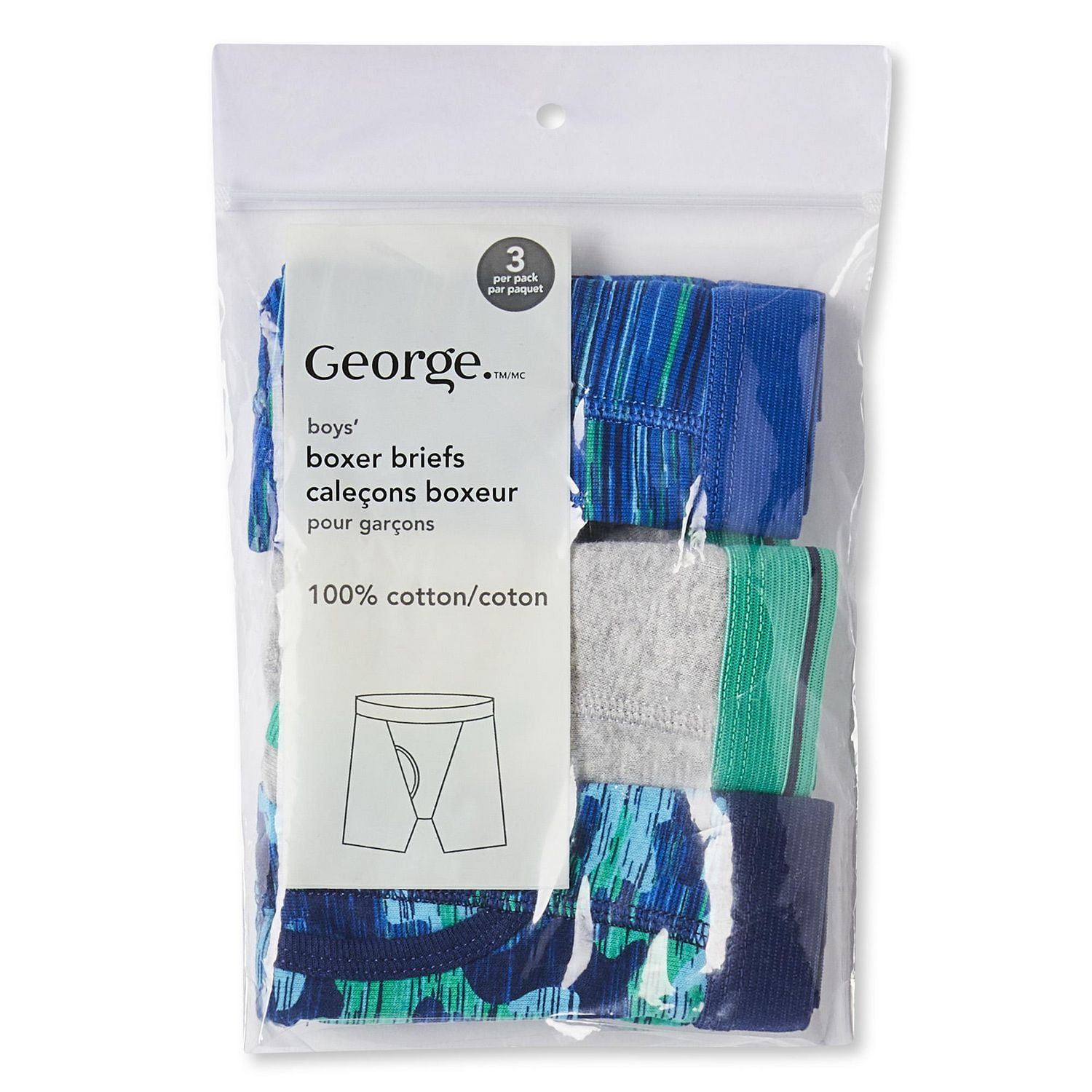 George Toddler Boys' Boxer Briefs 3-Pack, Sizes 2T-3T/4T