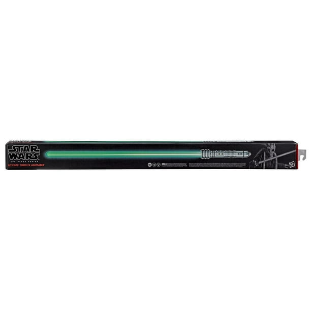 Star Wars The Black Series, sabre laser Force FX de Kit Fisto avec LED, sons et lame amovible, article de jeu de rôle de collection