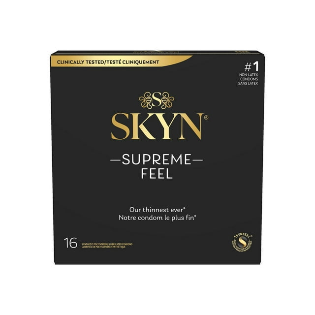 Préservatifs lubrifiés SKYN Supreme Feel sans latex, boîte de 16