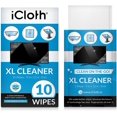 thumbnail image 1 of iCloth Extra Large Monitor and TV Screen Cleaner Pro-Grade Individually Wrapped Wet Wipes, 1 Wipe Cleans Several Flat Screen TV's and Monitors, Box of 10, 1 of 6