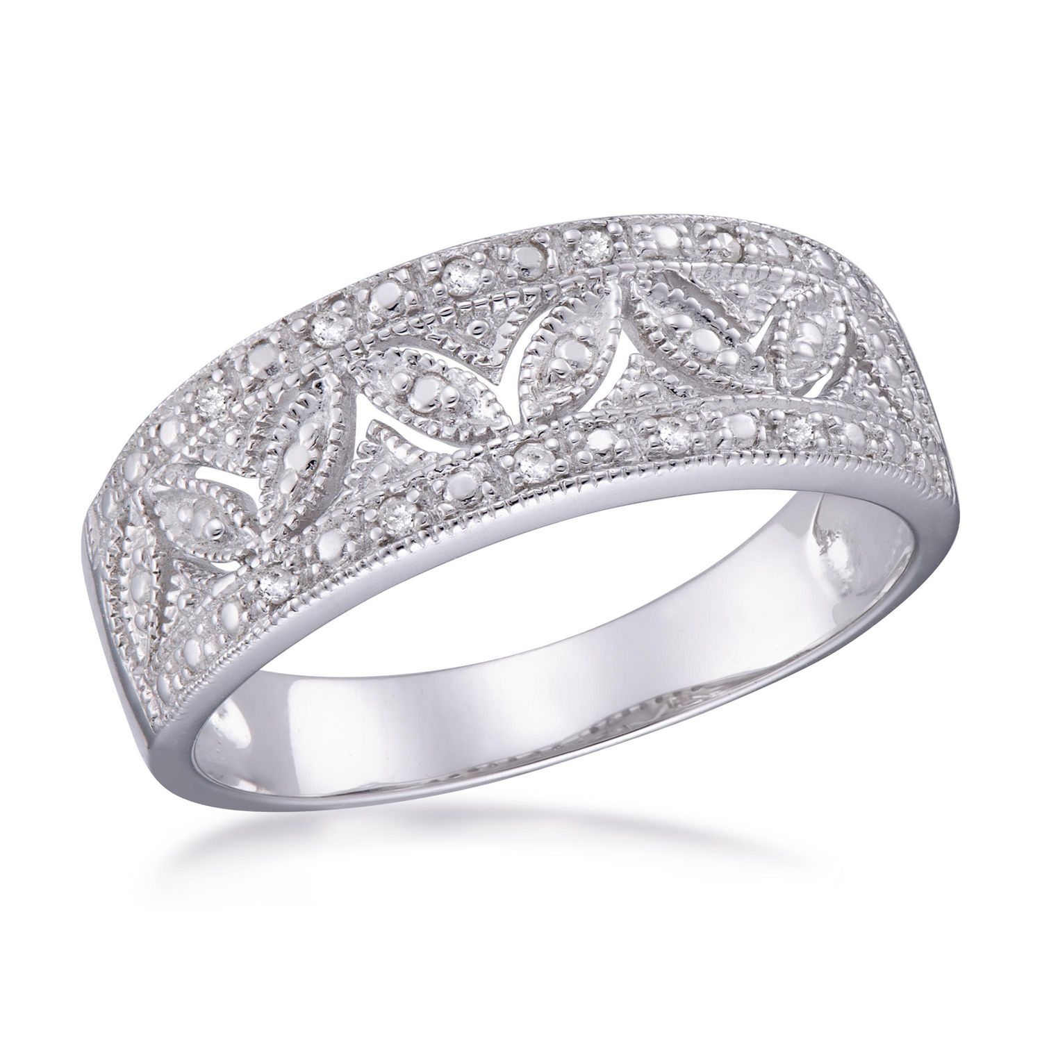 Bague diamant pour femme en argent sterling rhodié Quintessential