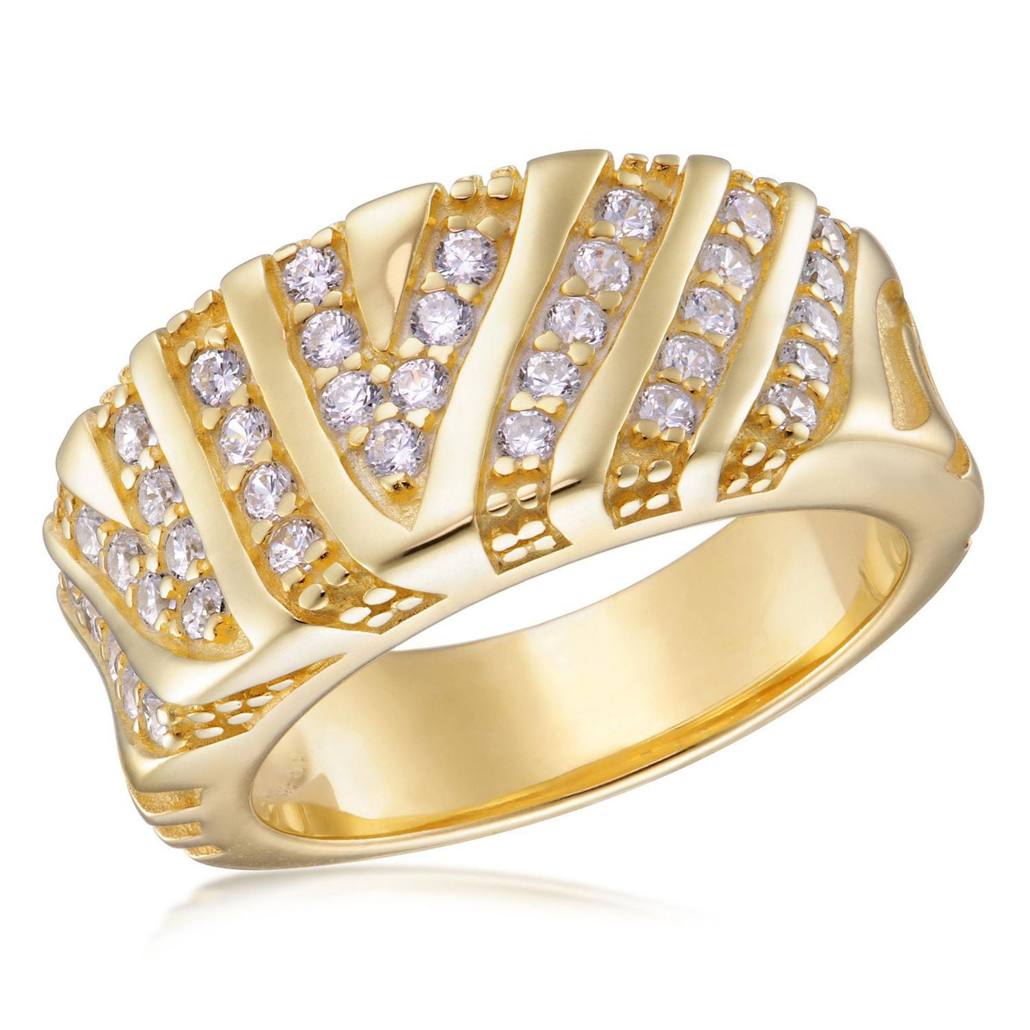 Quintessential Sterling Silver Ladies Goldplated CZ Ring