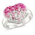 thumbnail image 1 of Quintessential Sterling Silver Heart Top With Two Colors Crystal Rose & White Ring, 1 of 2