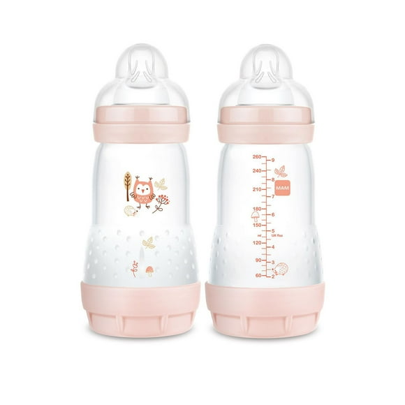 Biberon anti-coliques MAM Easy Start Matte de 266 ml (9 oz) (2 unités), produits essentiels pour bébé, biberons à débit moyen avec tétine en silicone MAM Easy Start Matte, 9oz, 2 un Biberon