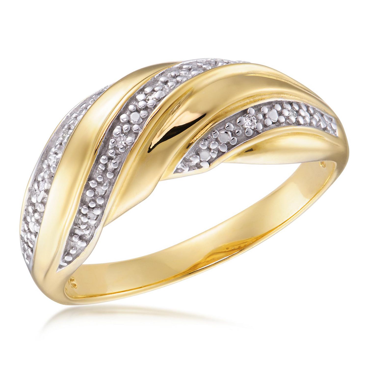 Quintessential Sterling Silver Gold Plated 6 Diamonds