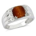 thumbnail image 1 of Quintessential Sterling Silver Mens Yellow Tiger Eye &  Diamond Accent Ring, 1 of 2