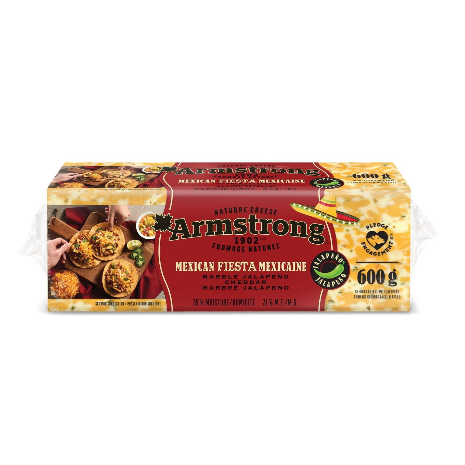 Armstrong Mexican Fiesta Marble Cheddar with Jalapeño Cheese, 600 g