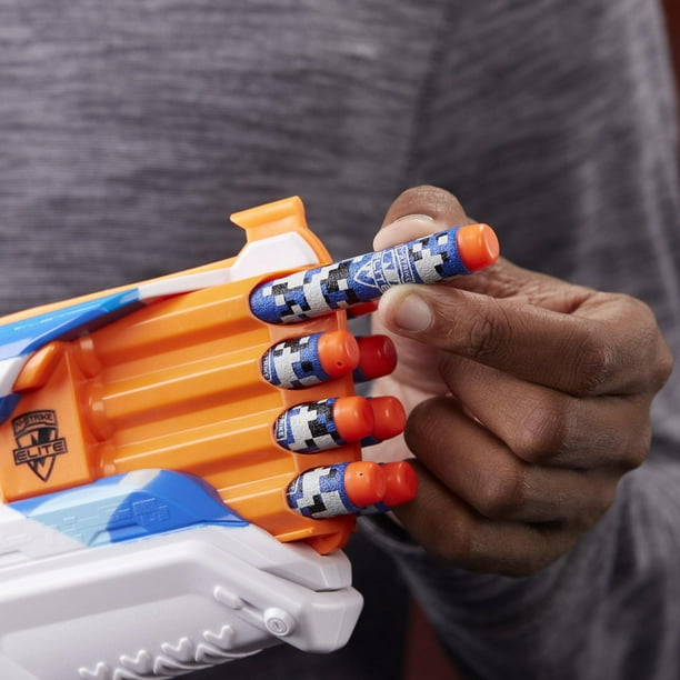 Nerf Halo, blaster Bulldog SG à pompe, barillet rotatif 10 fléchettes,  rails tactiques, 10 fléchettes Nerf Elite officielles, code pour jeu 