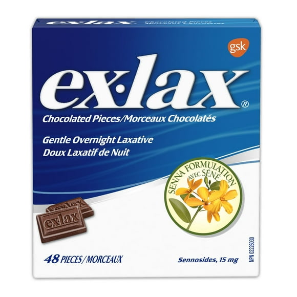 Ex-Lax Gentle Overnight Laxatives for Constipation Relief, 48 Chocolate Tablets, 48 ct