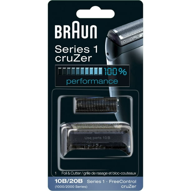Ensemble de rechange grille de rasage et bloc-couteaux de la série 1 cruZer 10B/20B de Braun