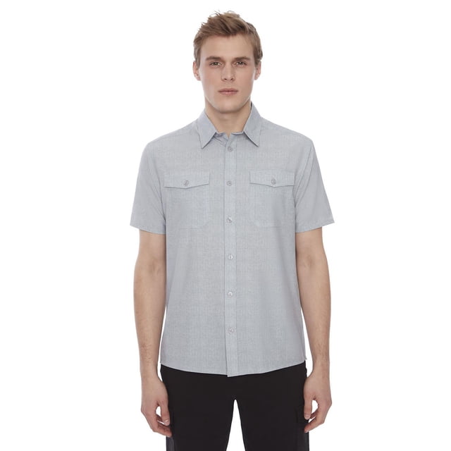 Dark Black Men's Short-Sleeve Button-Down