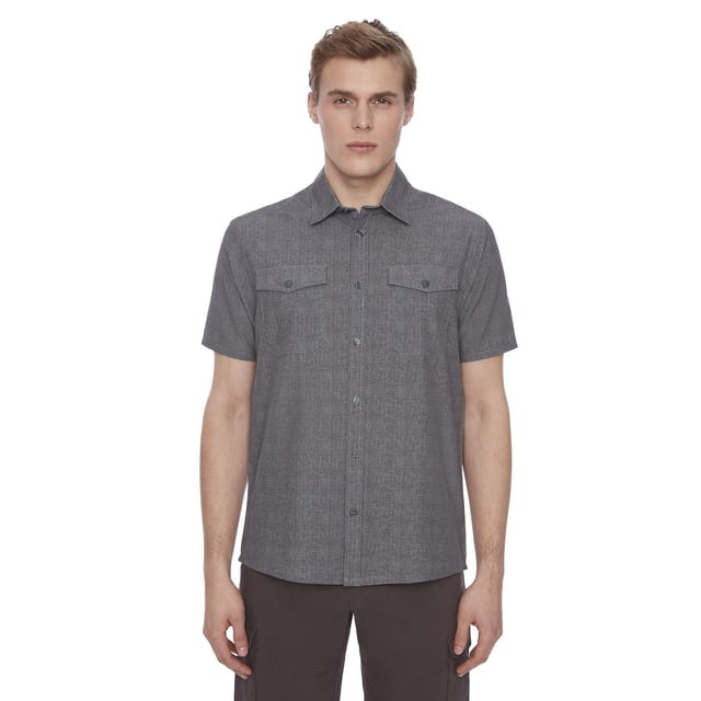 Dark Black Men's Short-Sleeve Button-Down