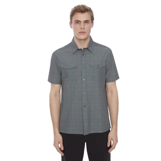 Dark Black Men's Short-Sleeve Button-Down