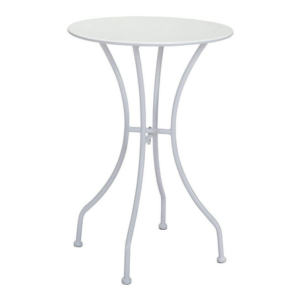 Table ronde à manger d'extérieur 1 pièce en métal blanc à revêtement en poudre et par électrodéposition Oz de Zuo Modern