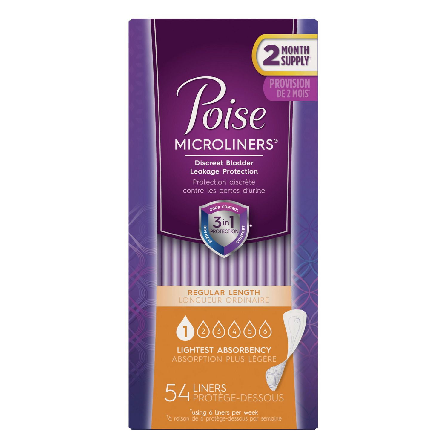 Poise Microliners, Incontinence Panty Liners, Lightest Absorbency