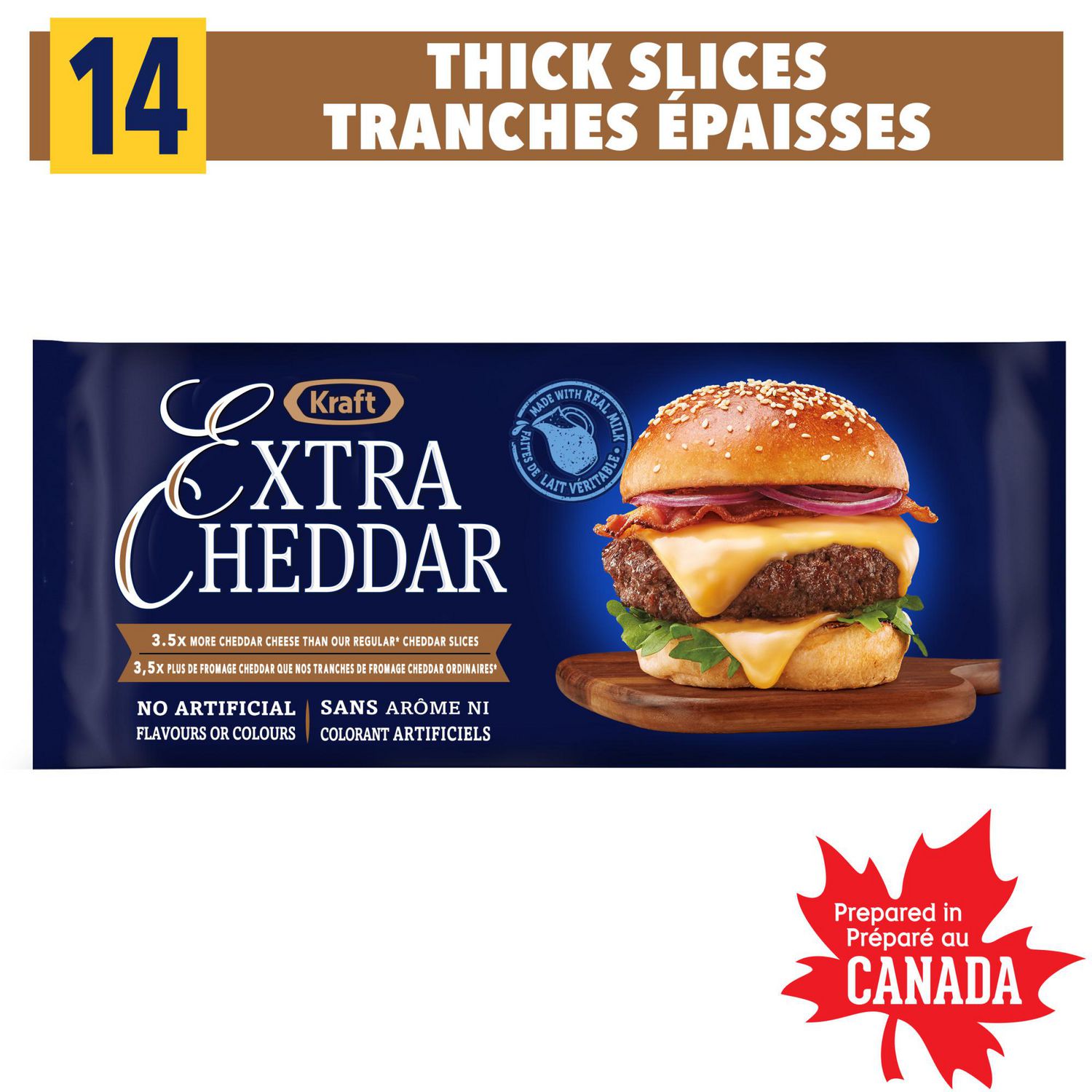 Kraft Extra Cheddar Slices, 390g, 14ct
