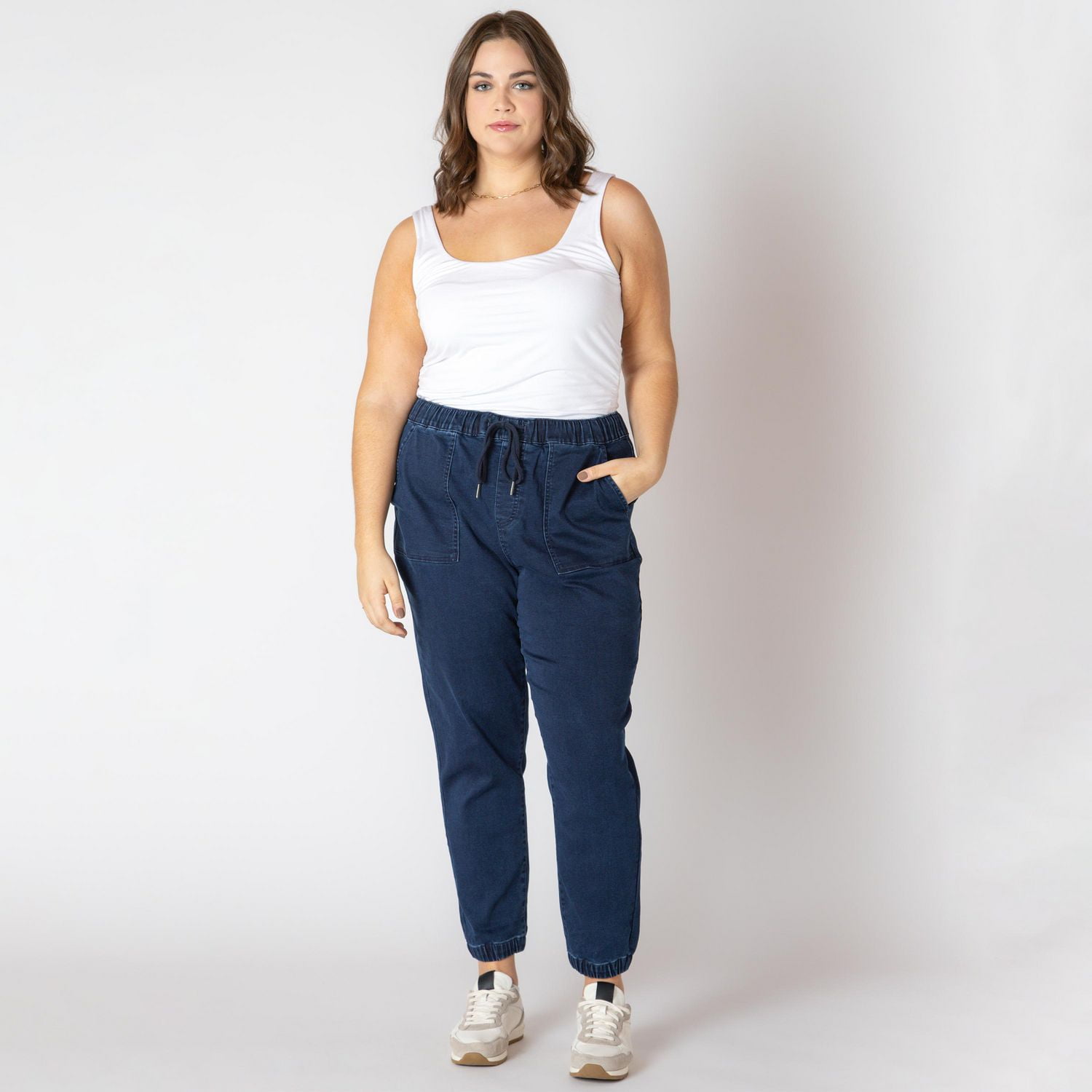 Devoted Women's Plus Size denim jogger with drawstring
