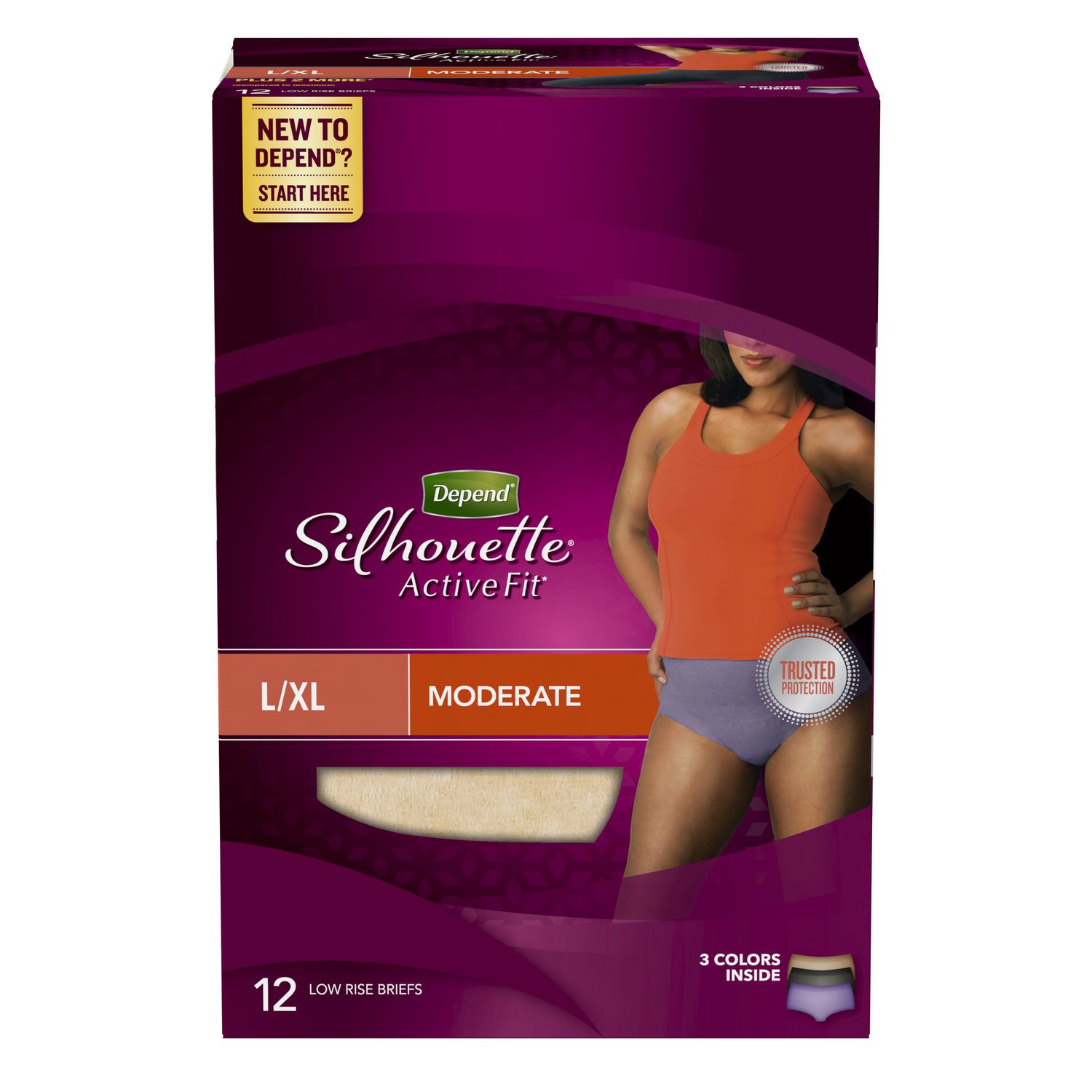 Depend Silhouette Active Fit Incontinence Underwear for Women, Moderate