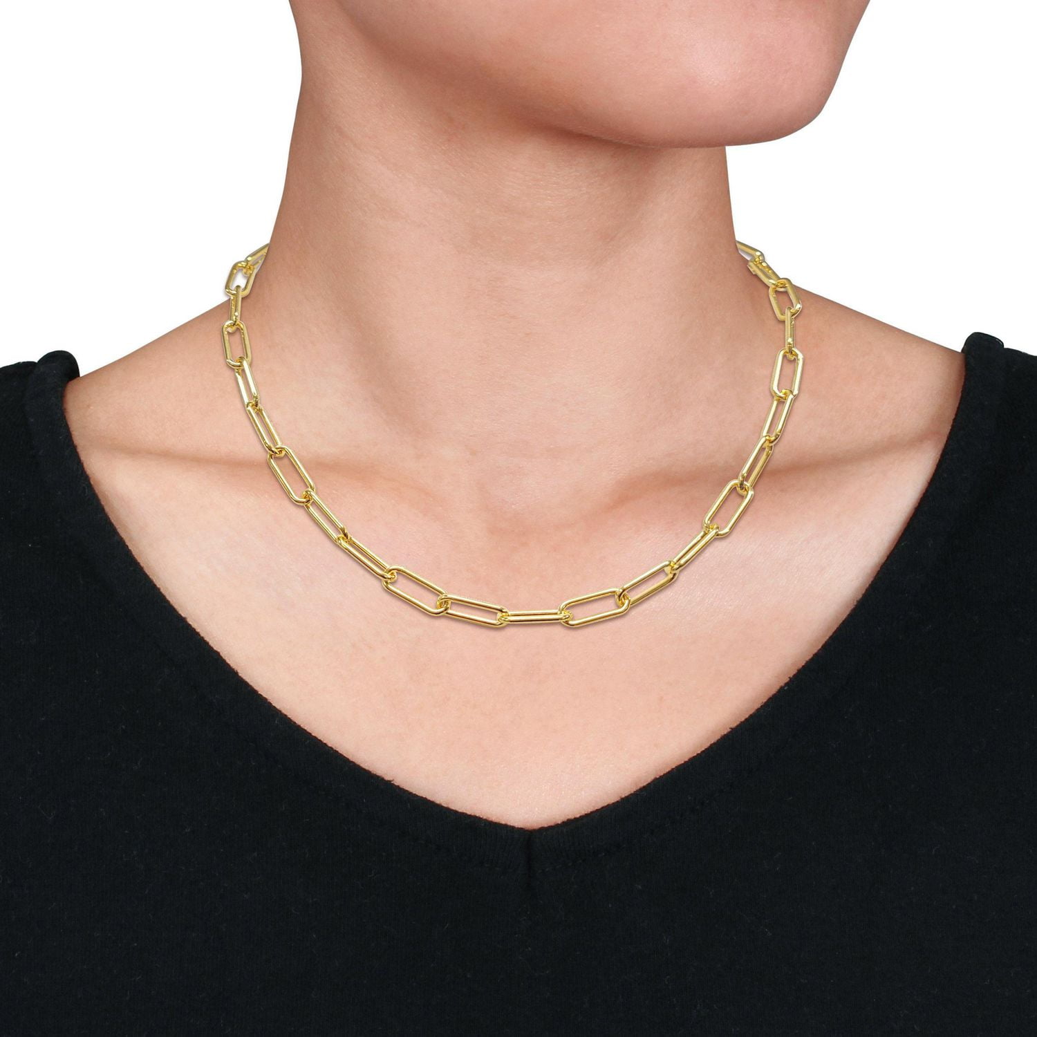 Miabella 18K Yellow Gold Plated Sterling Silver Fancy Link Chain Necklace