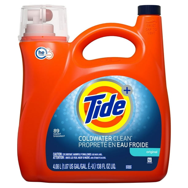 Détergent à lessive liquide de Tide Turbo Clean haute efficacité eau froide parfum original