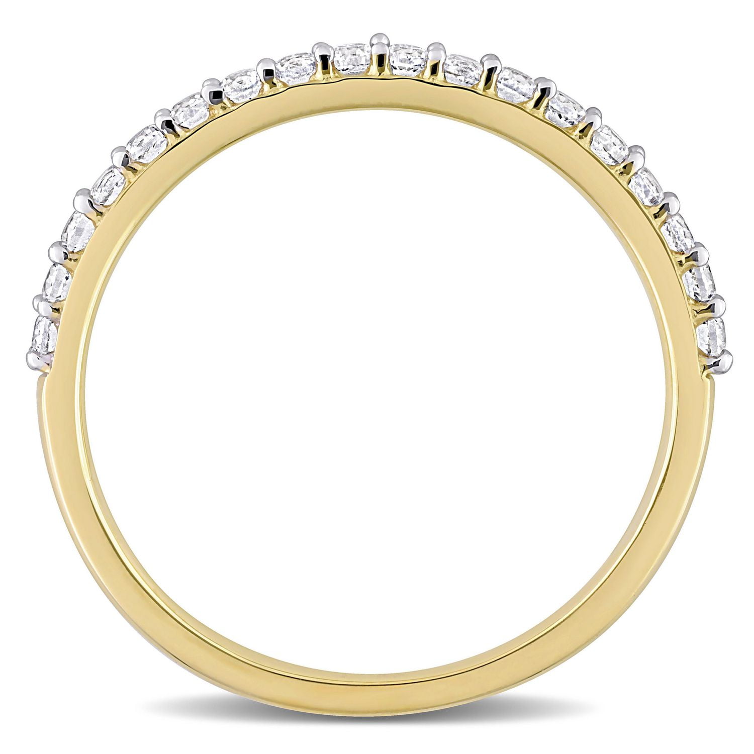Bague d’anniversaire semi-éternité de Miabella avec 3/8 Carat PBT de Saphir synthétique blanc en Or Jaune 10K