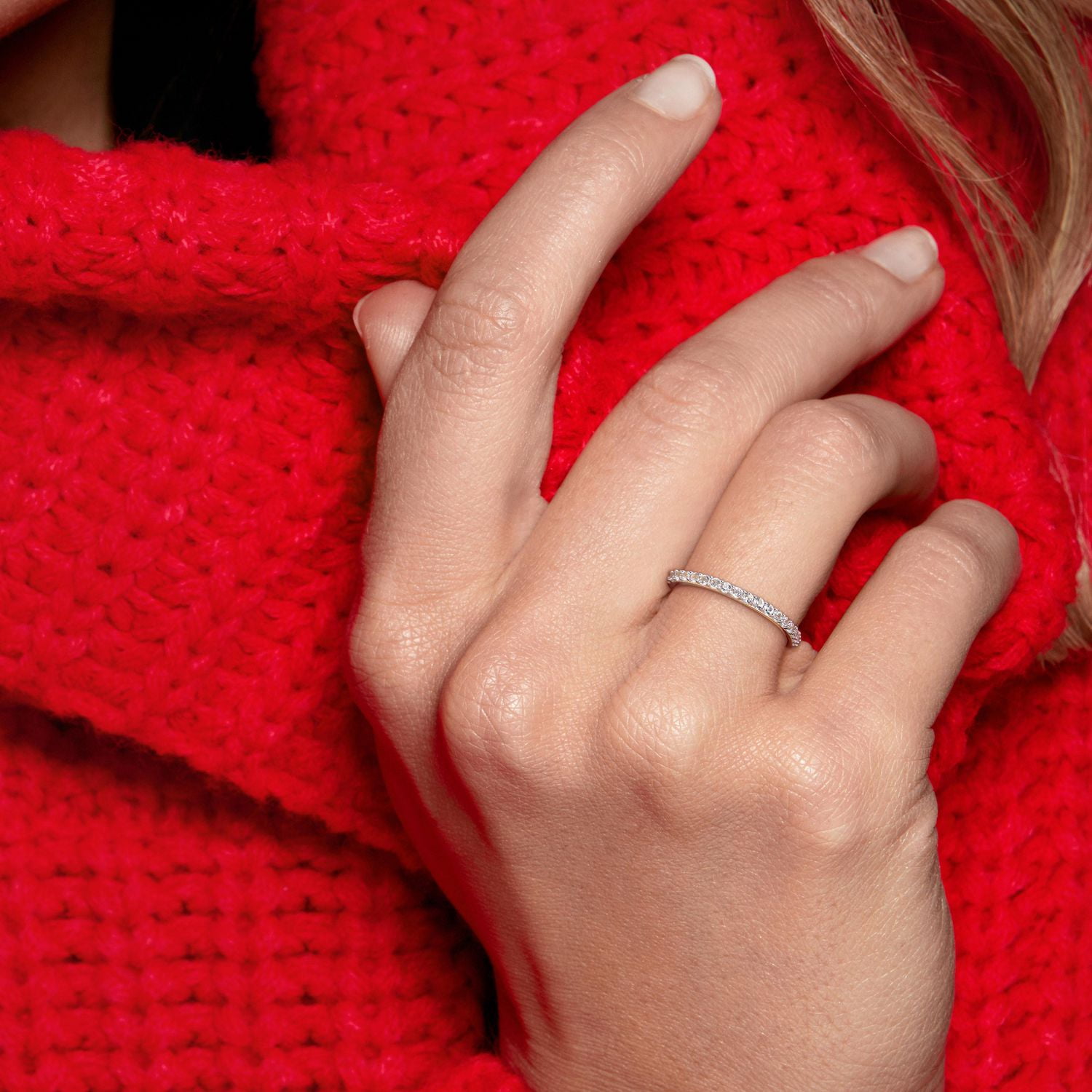 Bague d’anniversaire semi-éternité de Miabella avec 3/8 Carat PBT de Saphir synthétique blanc en Or Jaune 10K