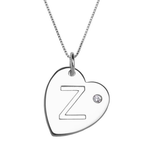 PAJ Pendentif en coeur avec initiale 'Z' en argent sterling avec accent de pierre du Rhin