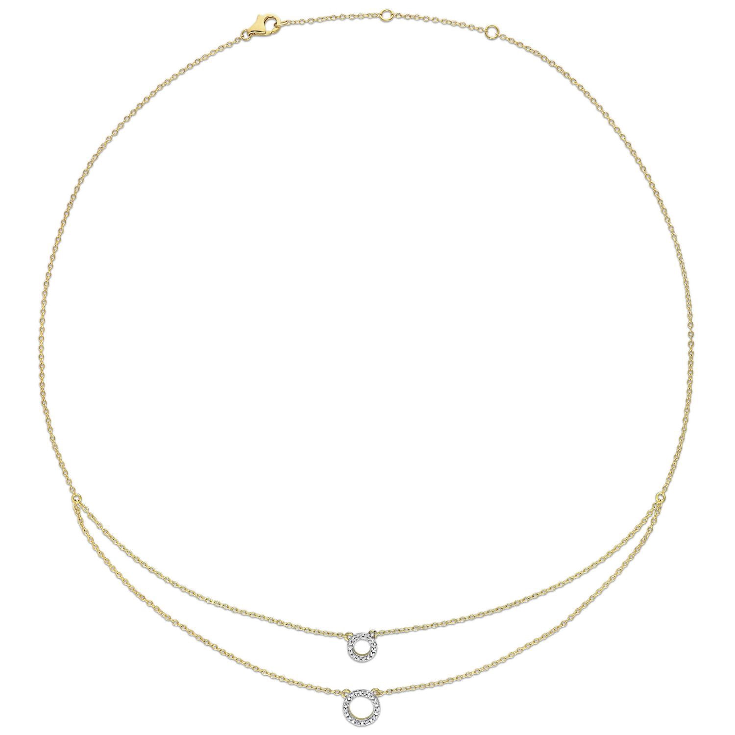 Miabella Diamond Accent Yellow Rhodium-Plated Sterling Silver Double Layer Circular Necklace