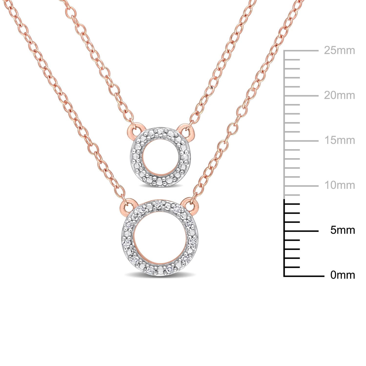 Collier circulaire à double couche de Miabella avec accents de Diamant en Argent Sterling plaqué Rhodium Rose