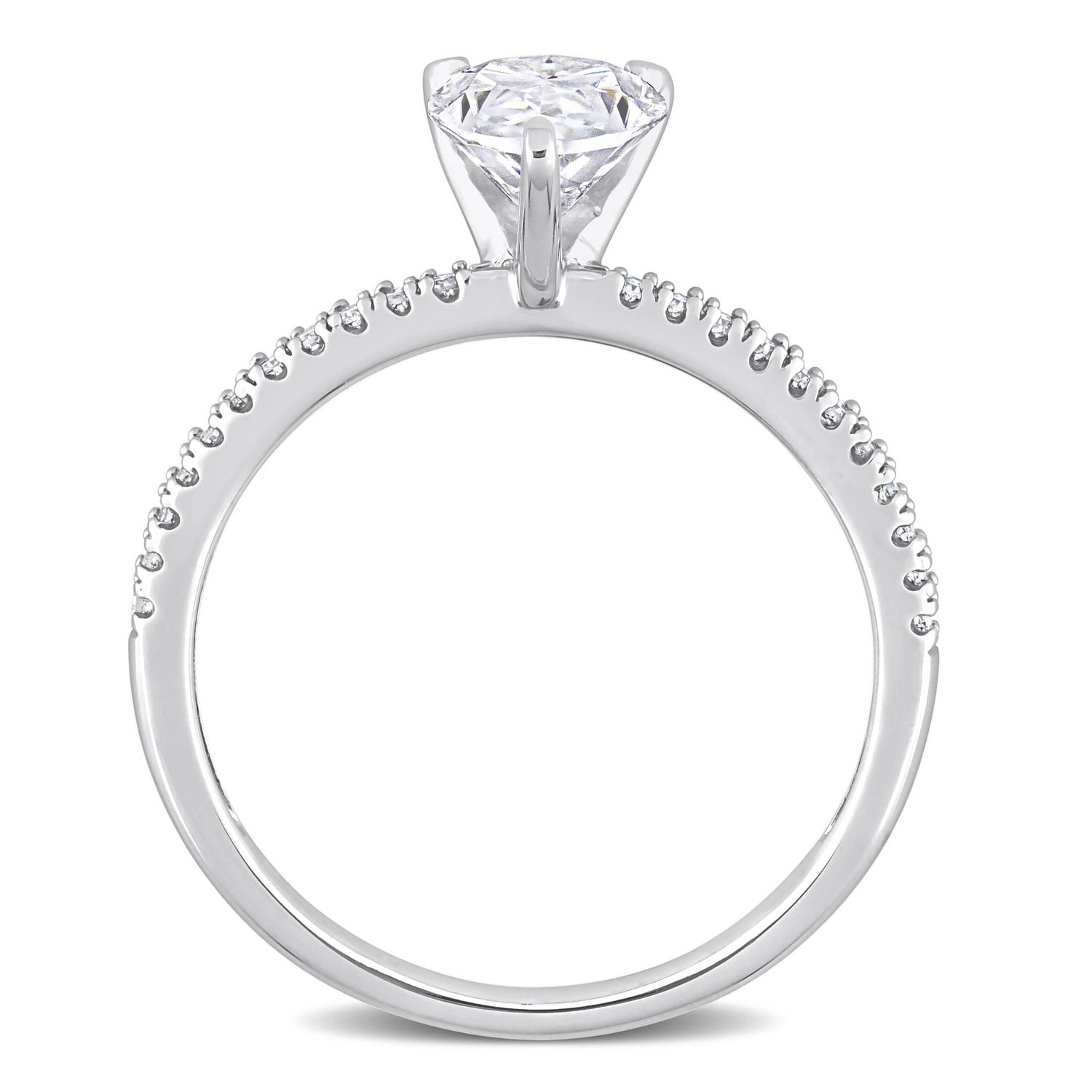 Miabella 1-1/4 Carat T.G.W. Created Moissanite and 1/10 Carat T.W. Diamond 14K White Gold Teardrop Engagement Ring