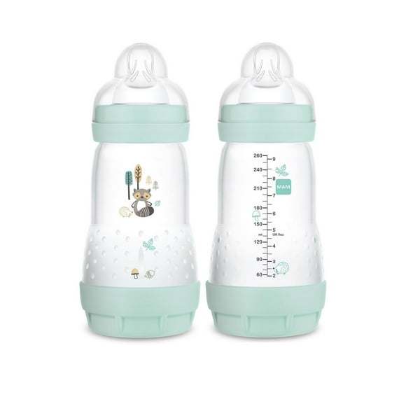Biberon anti-coliques MAM Easy Start Matte de 266 ml (9 oz) (2 unités), produits essentiels pour bébé, biberons à débit moyen avec tétine en silicone, biberons pour bébé garçon MAM Easy Start Matte, 9oz, 2 un Biberon