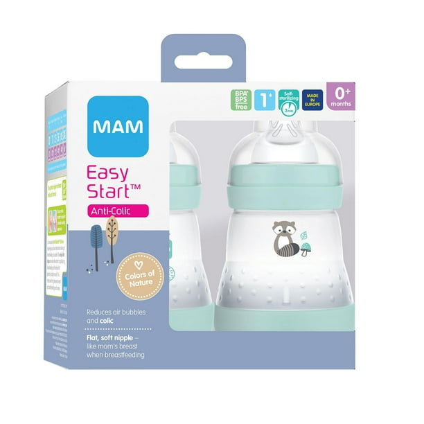 Biberon anti-coliques MAM Easy Start 260 ml (2 unités), produits essentiels  pour bébé, biberons à débit moyen avec tétine en silicone, biberons pour  bébé fille 