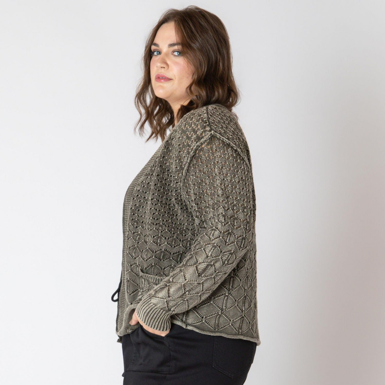 Devoted Women's Plus Size long sleeve knit cardigan