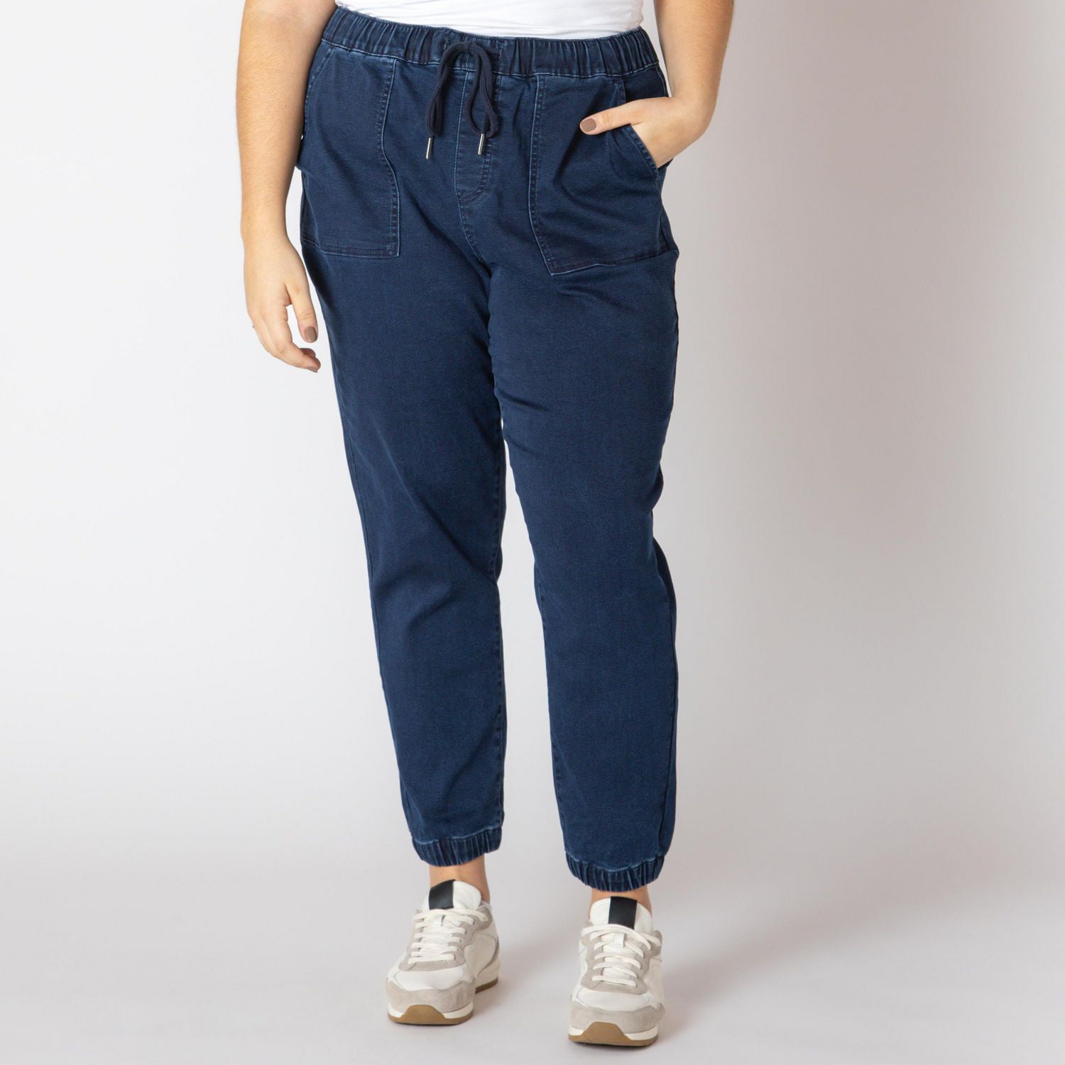 Devoted Women's Plus Size denim jogger with drawstring