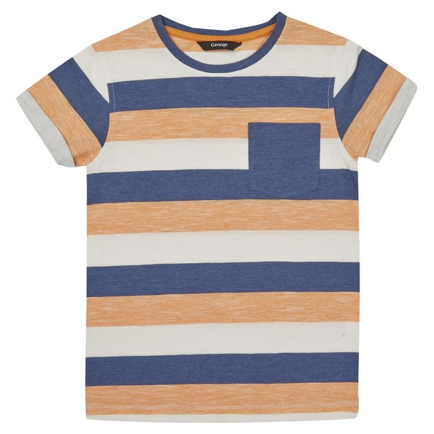 T-shirt rayé bleu et orange George British Design pour garçons
