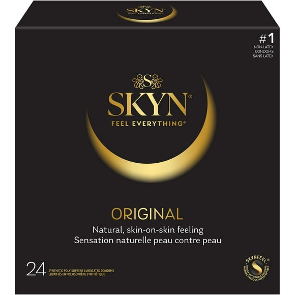 SKYN Préservatifs originaux, sans latex, sensation naturelle avec la technologie Skynfeel ™ boîte de 24