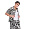 thumbnail image 3 of No Boundaries Men's Short Sleeve Button Front Printed Resort Shirt, 3 of 6