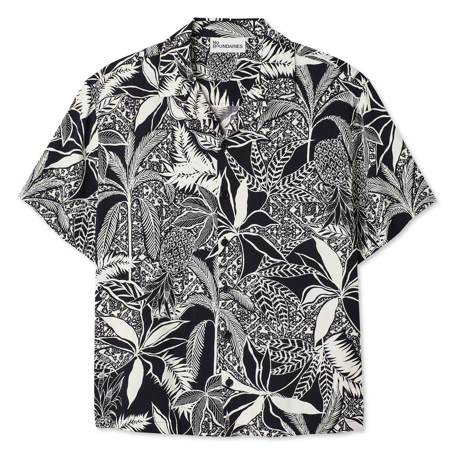 Chemise de villégiature imprimée et boutonnée à manches courtes No Boundaries pour hommes