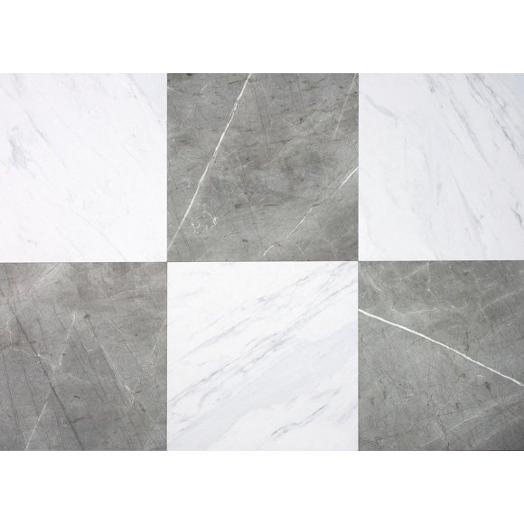 FloorPops Marble Bonneville Grey Peel and Stick Floor Tiles Set of 20