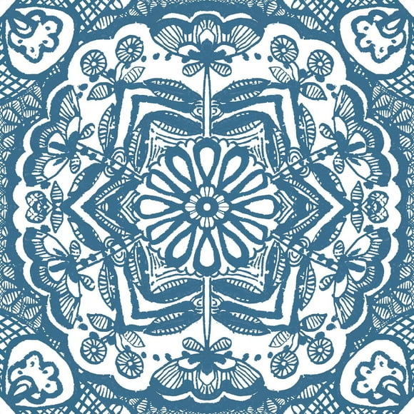 FloorPops Erina Blue Peel and Stick Floor Tiles Set of 20