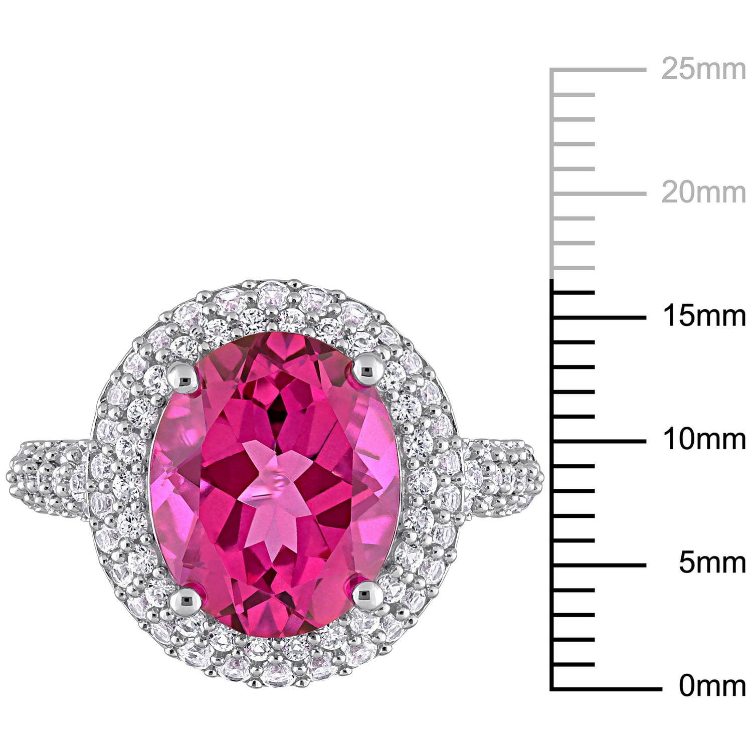 Miabella 7-1/7 Carat T.G.W. Pink Topaz and Created White Sapphire Sterling Silver Double Halo Ring