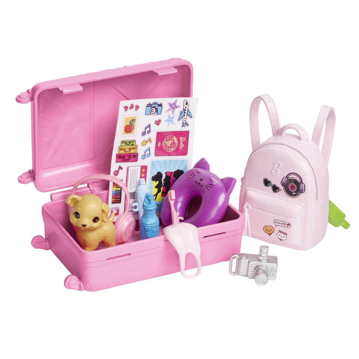 Barbie Doll and Accessories, Travel Set with Puppy, Ages 3+ 