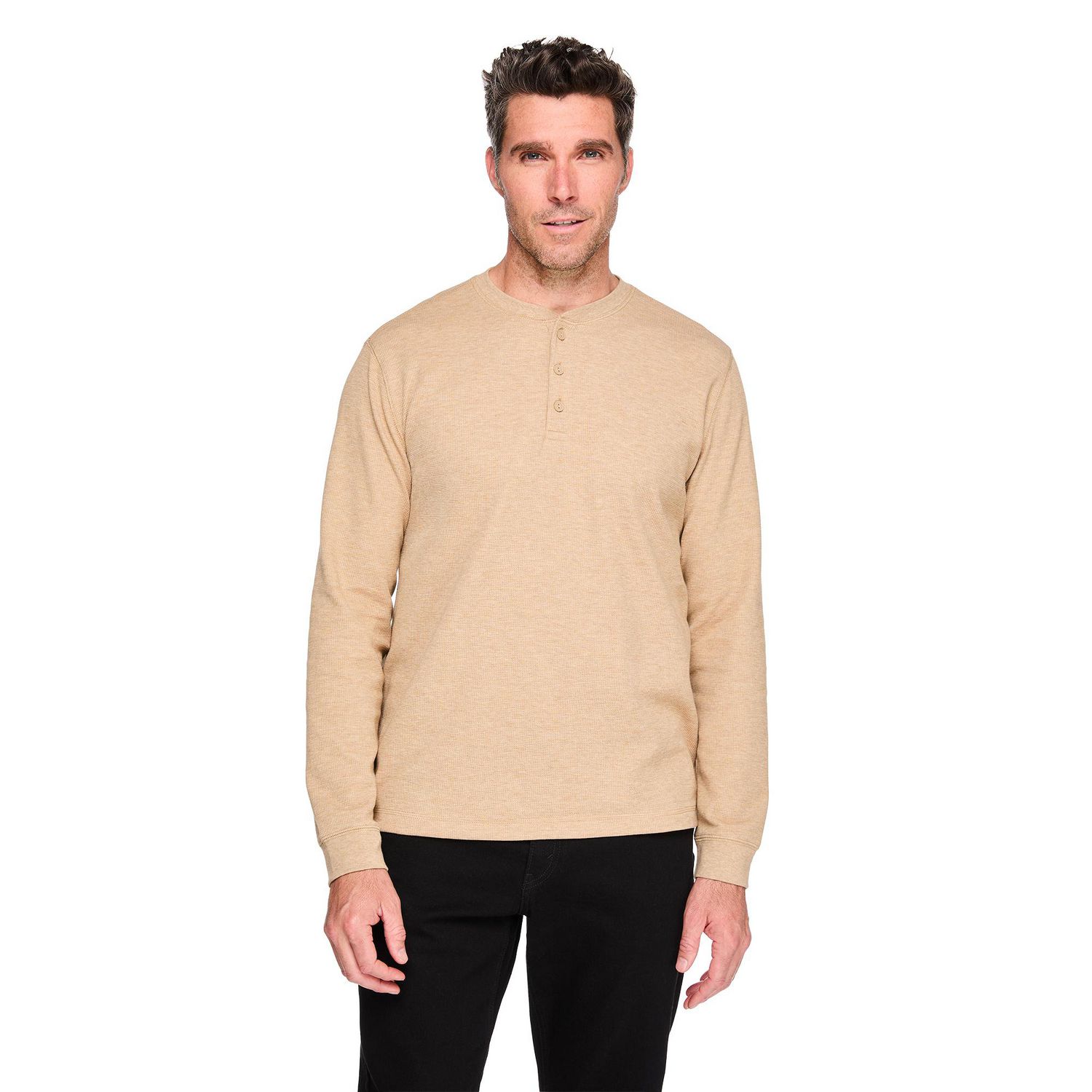T-shirt à col henley et manches longues George pour hommes