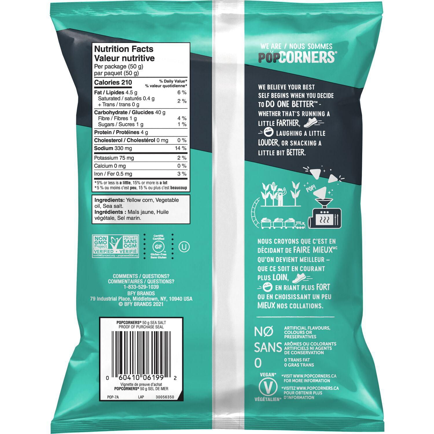 Popcorners Sea Salt Corn Snack, 50g