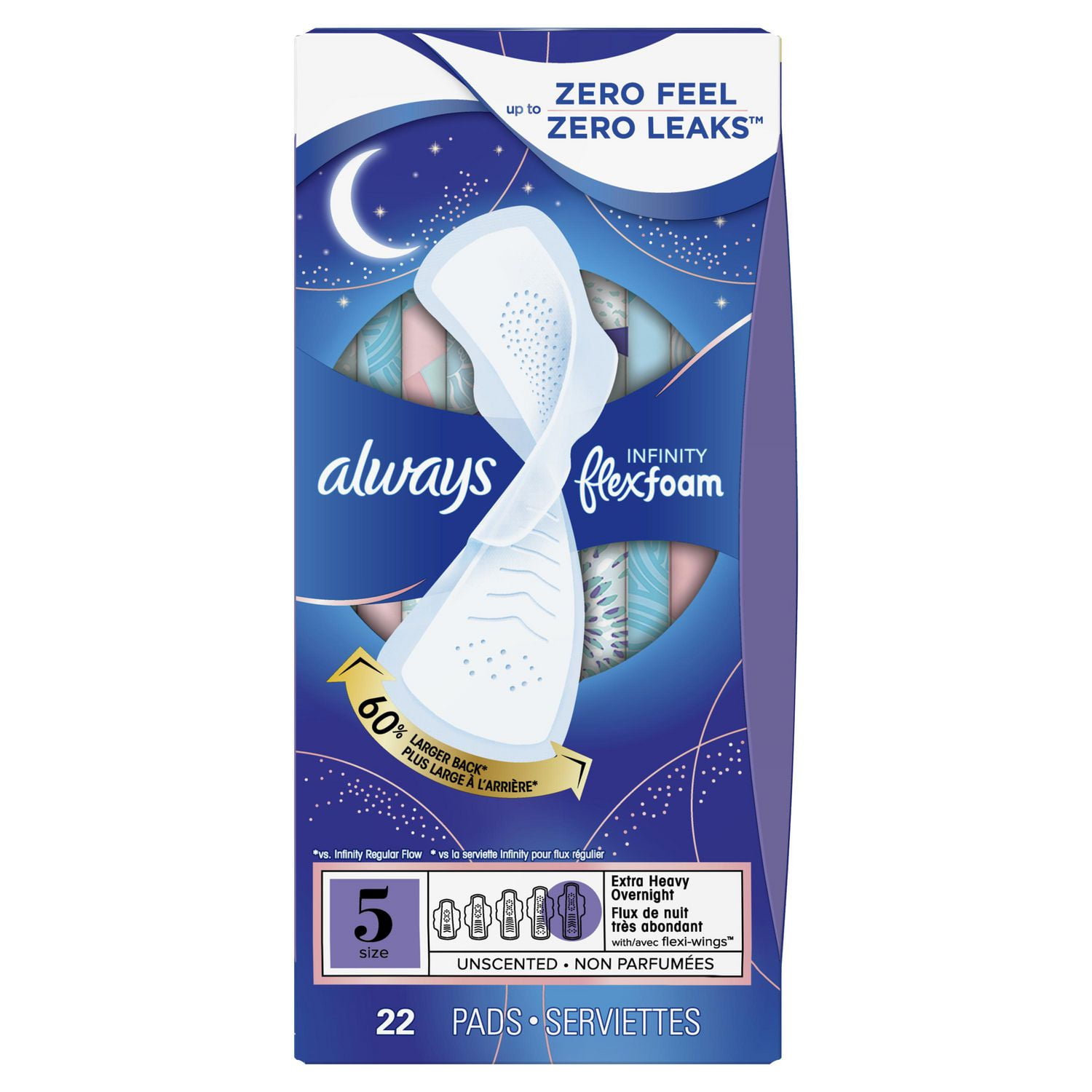 Always Pure Cotton, Feminine Pads For Women, Size 5 Extra Heavy Overnight  Absorbency, Multipack, With Flexfoam, With Wings, Unscented, 18 Count X 3 P  - Imported Products from USA - iBhejo