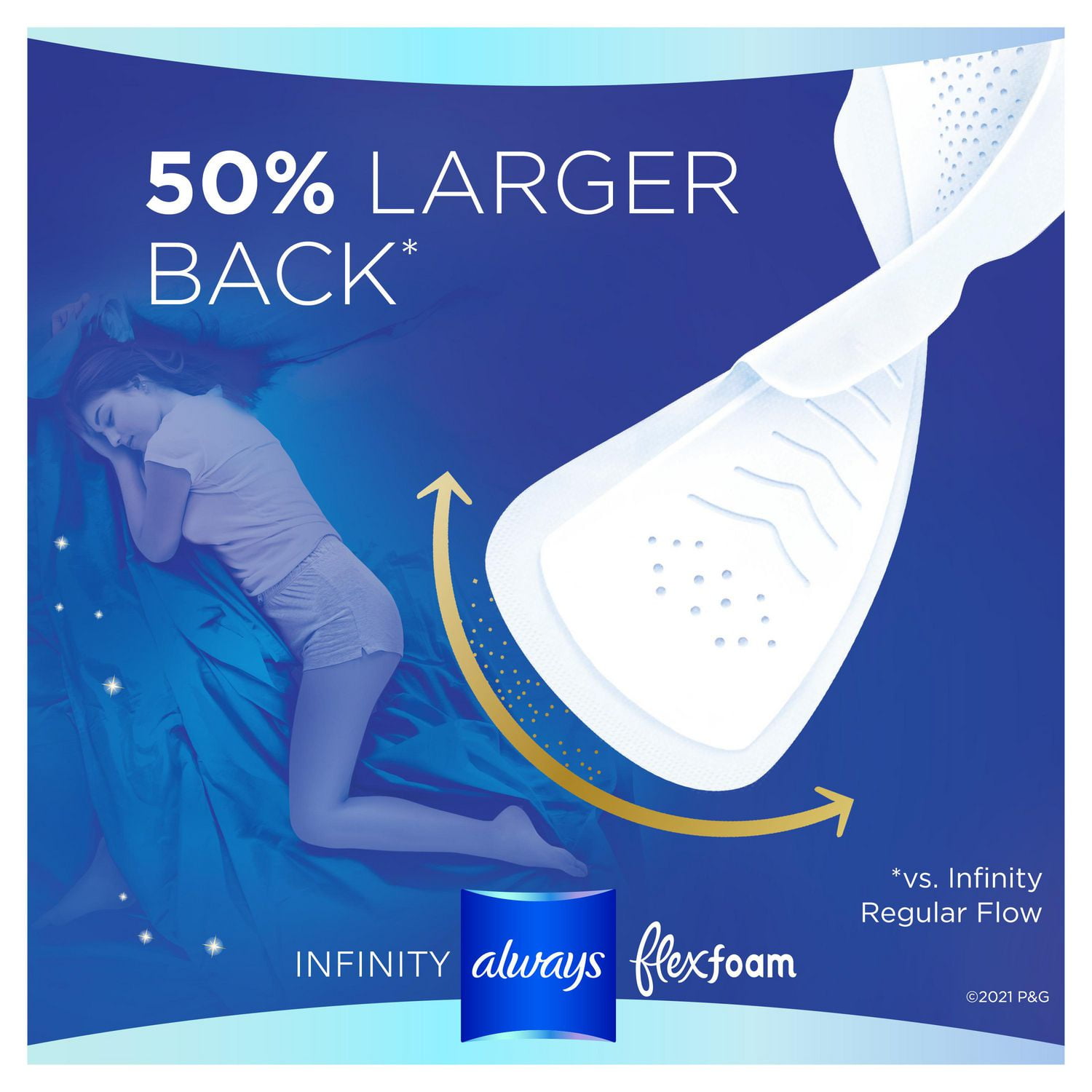 Always Infinity Feminine Pads for Women, Size 5 Extra Heavy Overnight, with  wings, unscented, 22 Count