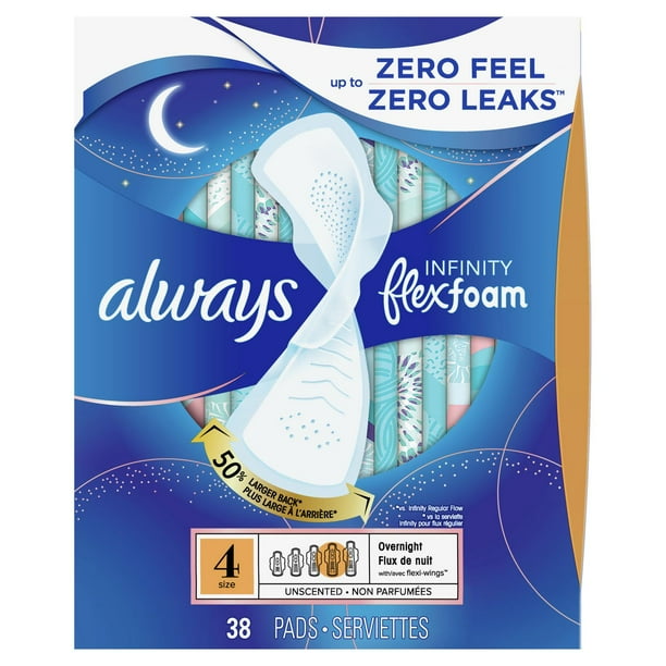 Always Ultra Thin Feminine Pads with Wings for Women, Size 4, Overnight  Absorbency, Unscented, 26 Count x 3 Packs (78 Count total)